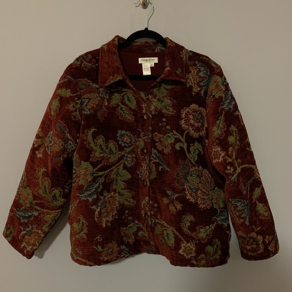 Burgundy tapestry / carpet jacket 💚 - Picture 2 of 5